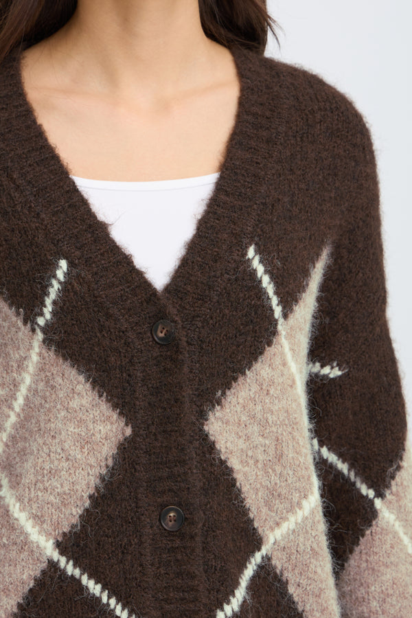 Fransa FrCharleen Cardigan Hot Fudge Check