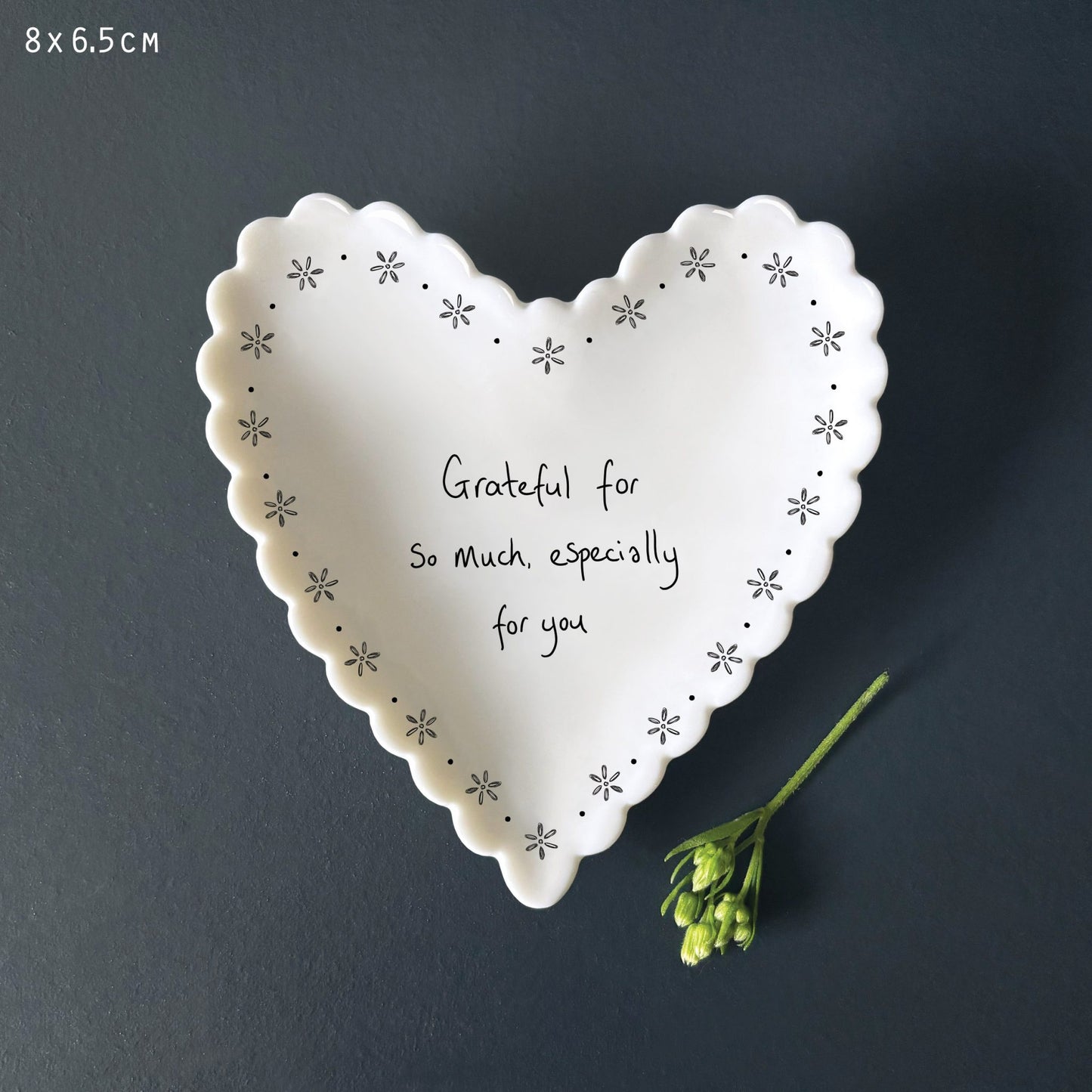 East of India Scallop Heart Dish- Grateful for so much - Precious Sparkle