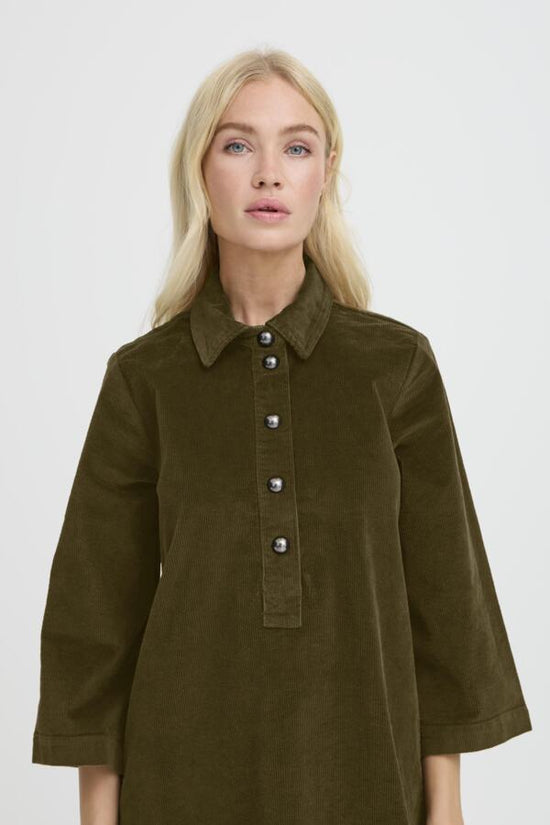 b.young Bydasik Corduroy Dress Olive