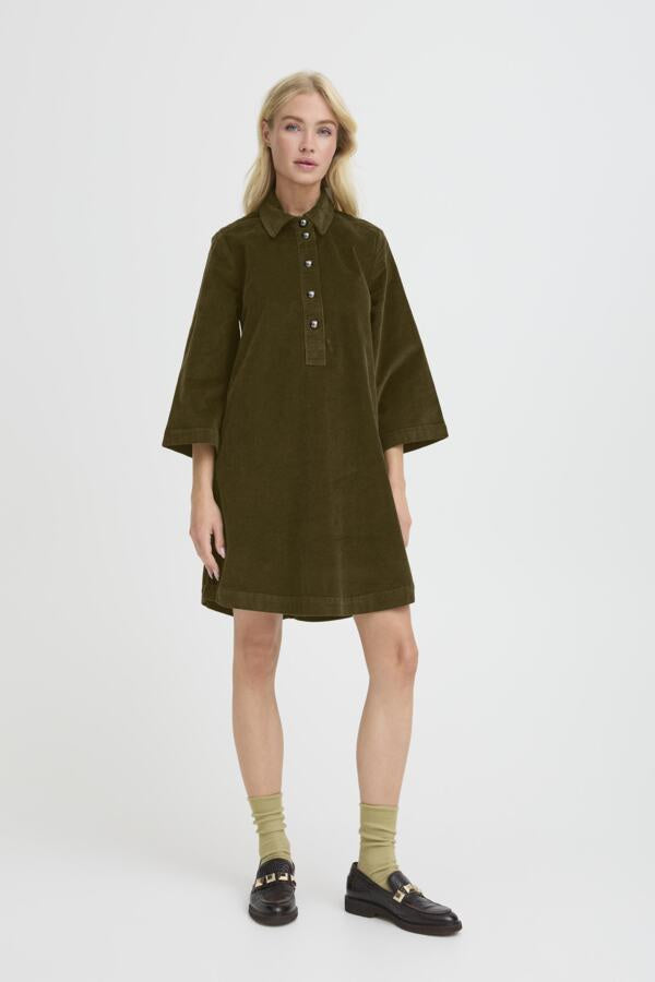 b.young Bydasik Corduroy Dress Olive