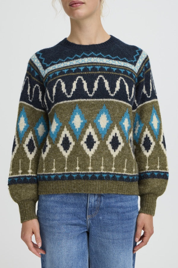 b.young Bynafta Jacquard Jumper Navy Blazer