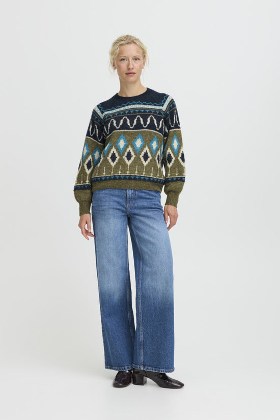 b.young Bynafta Jacquard Jumper Navy Blazer