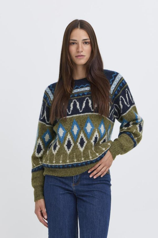 b.young Bynafta Jacquard Jumper Navy Blazer