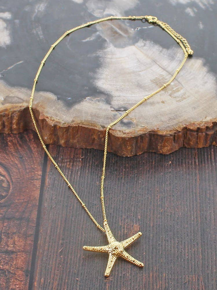 Suzie Blue  Starfish Chain Necklace Gold - Precious Sparkle