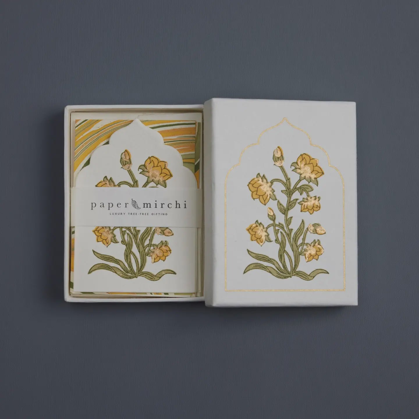 Paper Mirchi Boxed Artisan Notecard Set Sandook Topaz