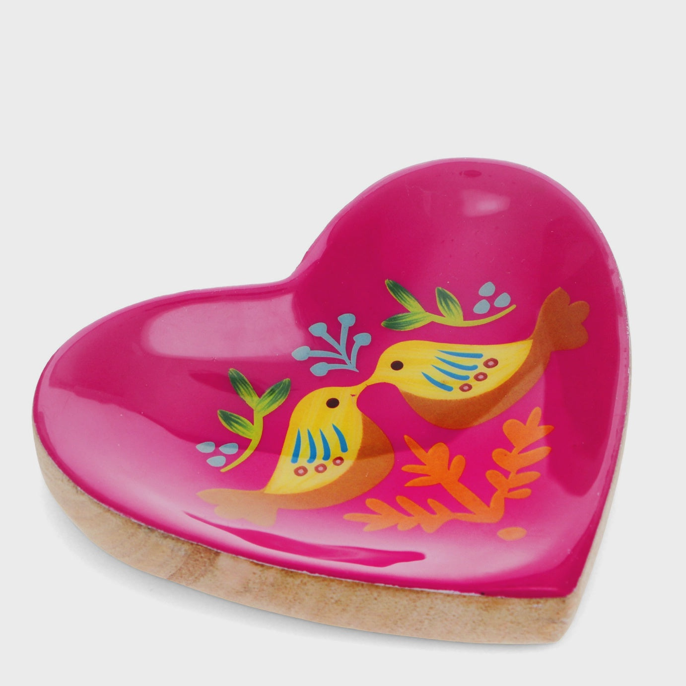 Rex Wooden Heart Shaped Trinket Dish Birds - Precious Sparkle