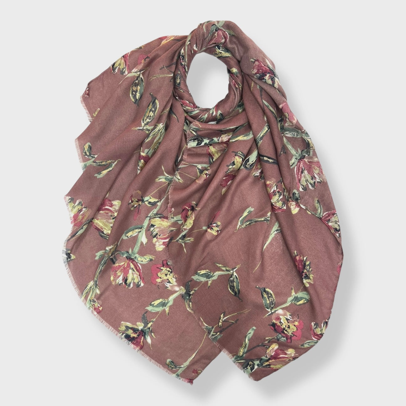 Jasmine Flower Print Scarf Dusty Pink