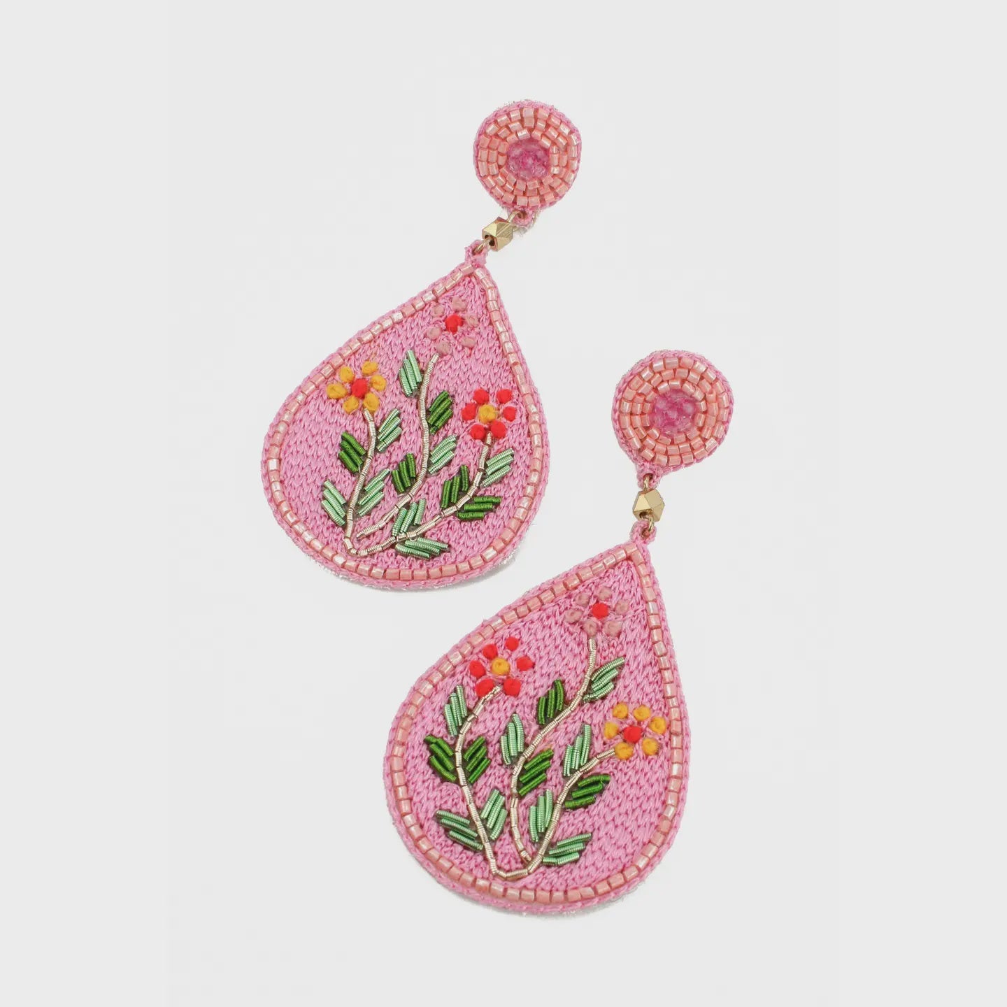 My Doris Folk Floral Teardrop Earrings Pink - Precious Sparkle