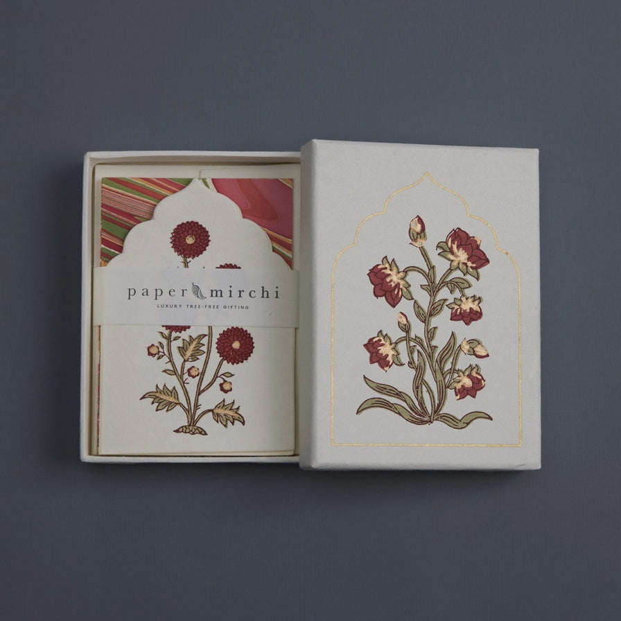 Paper Mirchi Boxed Artisan Notecard Set Sandook Ruby