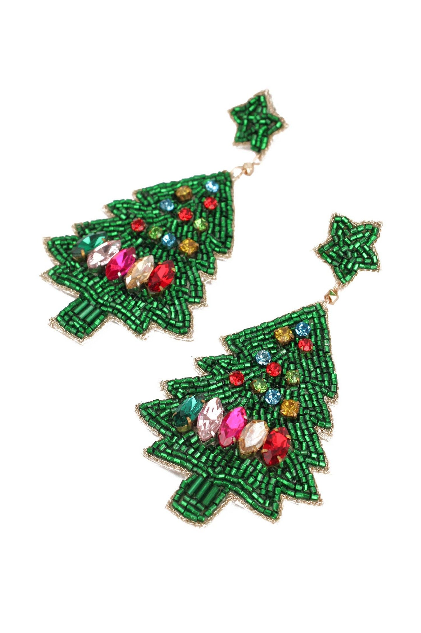 My Doris LARGE RAINBOW AND GREEN CHRISTMAS TREE EARRINGS