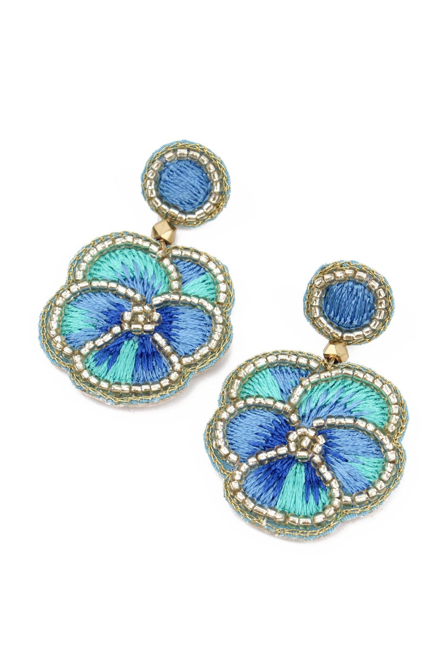 My Doris Blue Pansy Earrings