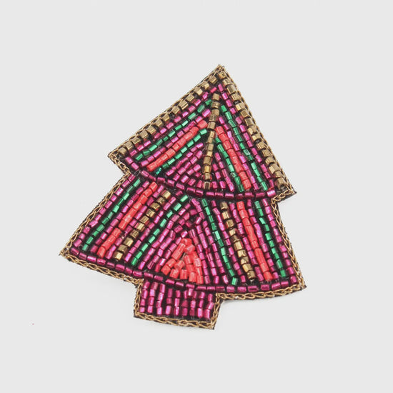 My Doris Multi Stripe Christmas Tree Brooch - Precious Sparkle
