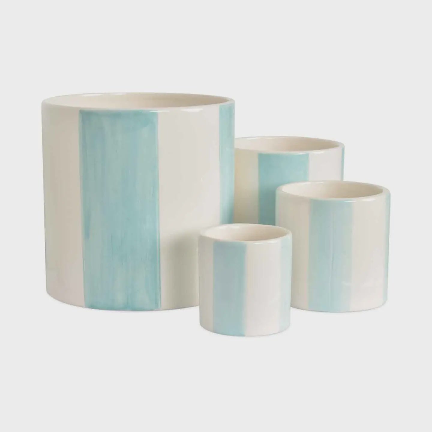 Set of 4 Frosted Blue Stripe Pots - Precious Sparkle