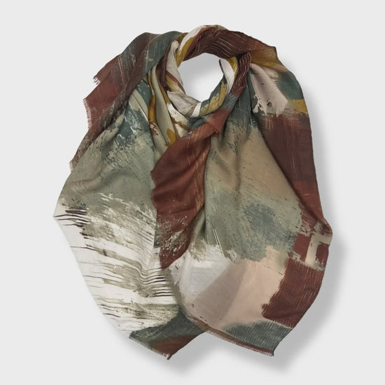 Abstract Painting Scarf Brown