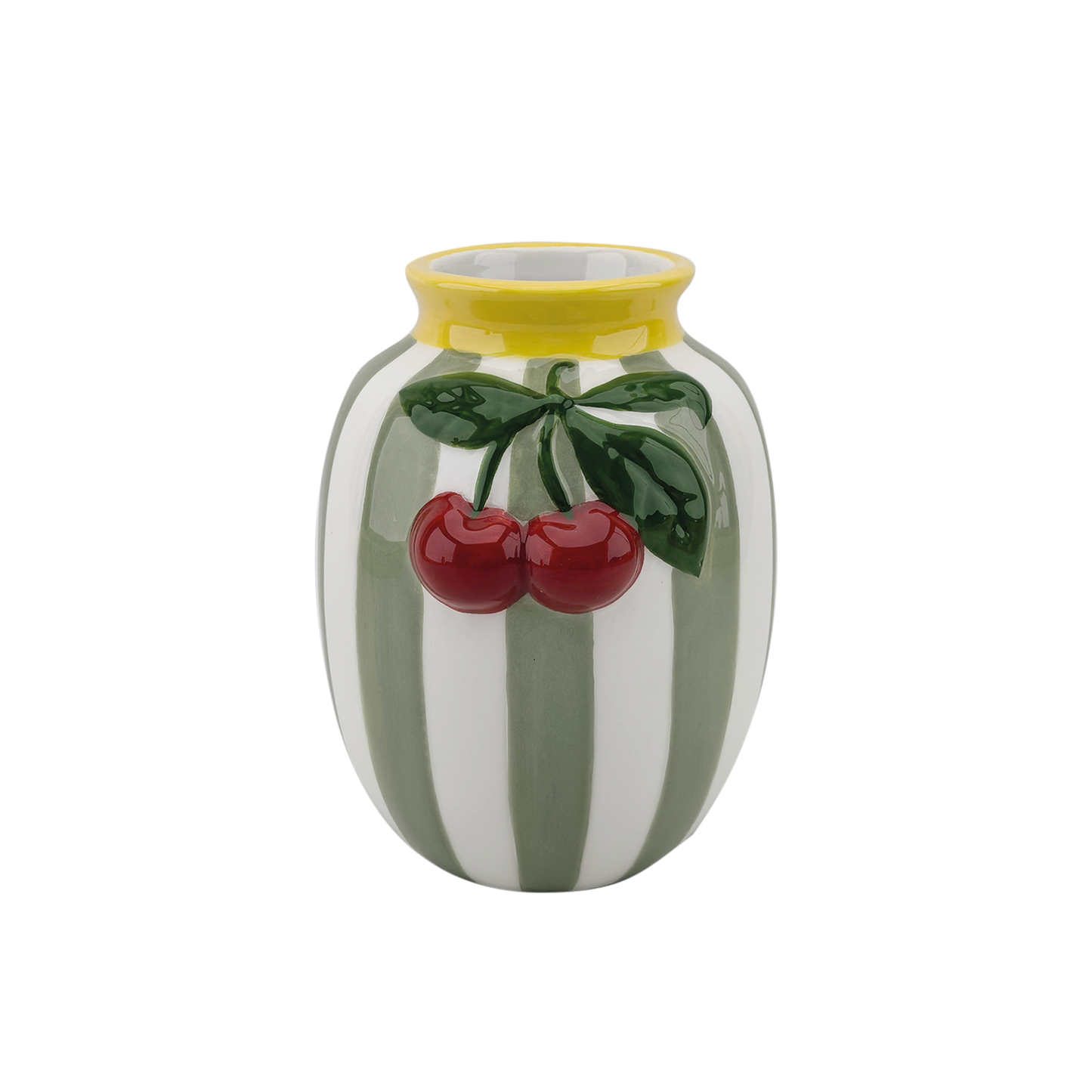 Cherry Vase Green Stripe