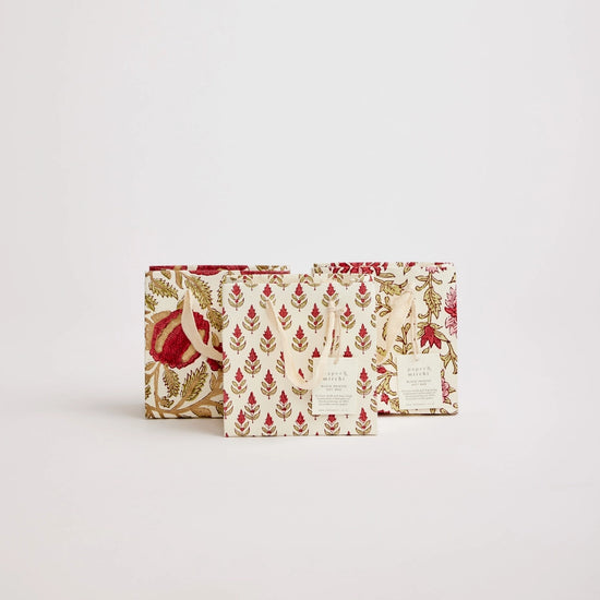 Paper Mirchi Hand Block Printed Small Gift Bag Scarlet
