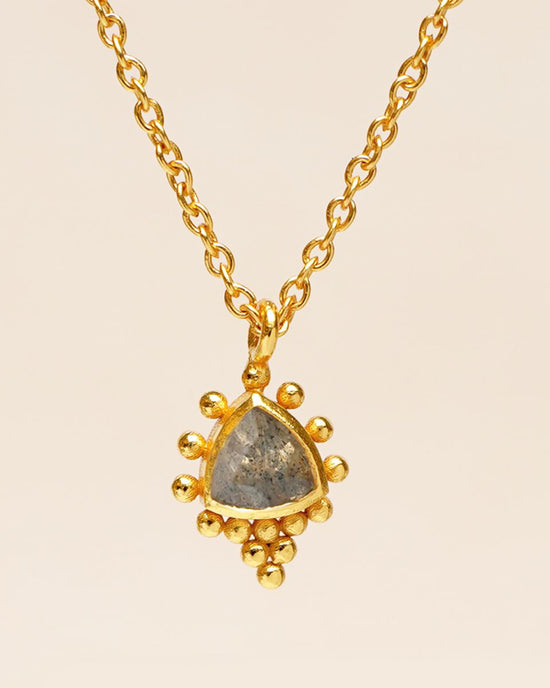 muja juma Labradorite Dotty Triangle Necklace - Precious Sparkle