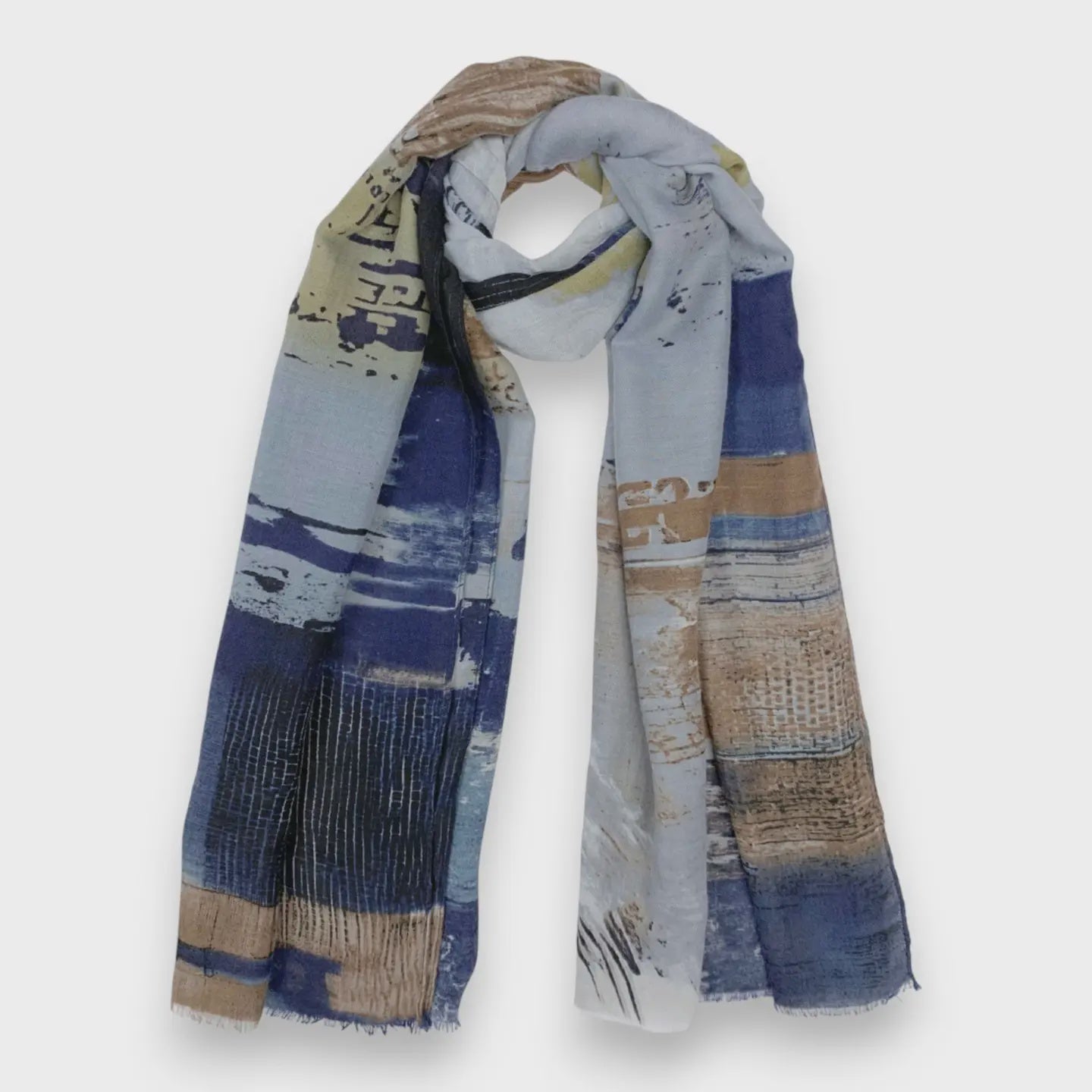 Brush Stroke Print Scarf Navy