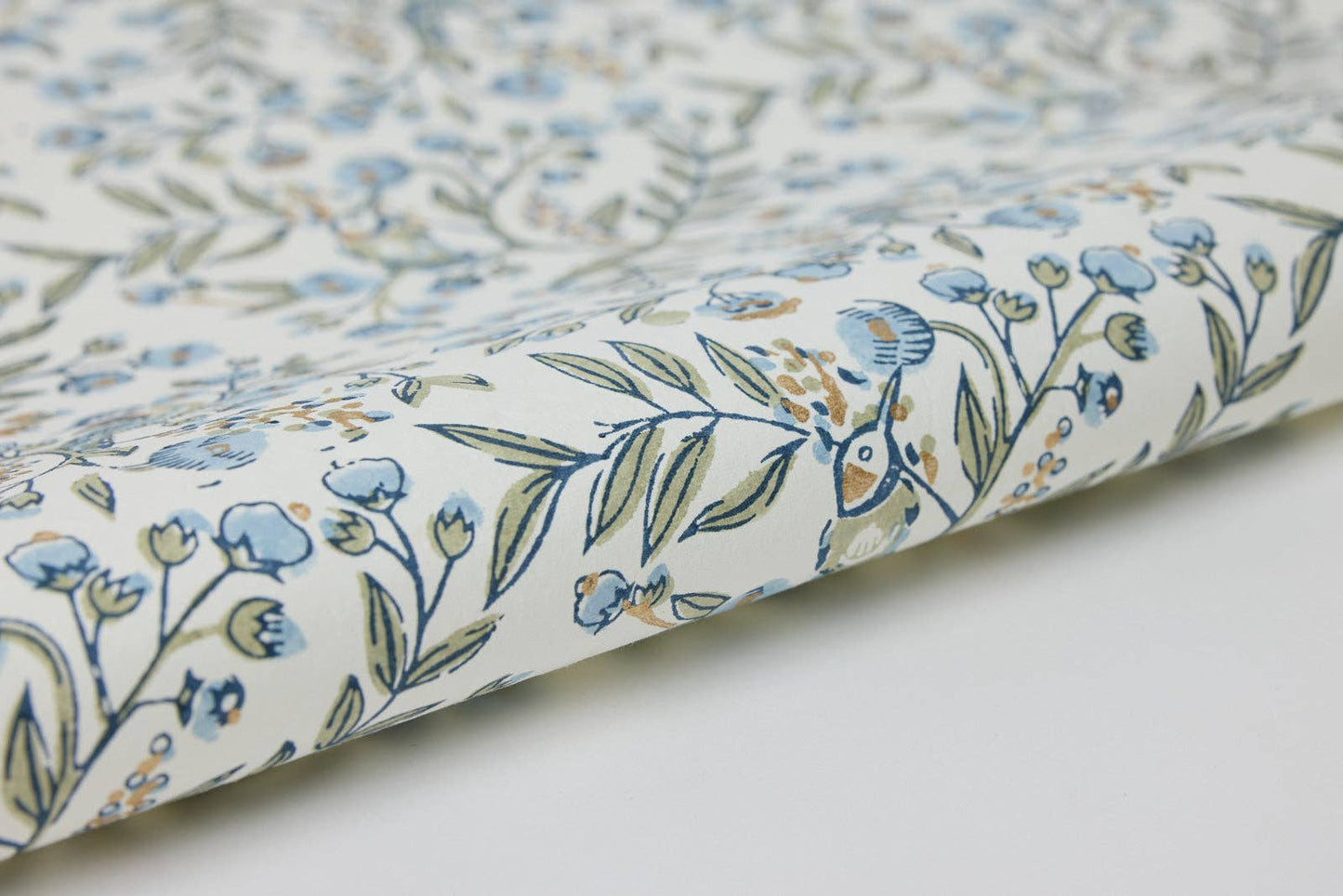 Paper Mirchi Block Printed Wrapping Paper Sheets - Songbird Blue Stone