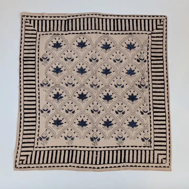 Blue & Black Block Print Bandana Square Scarf - Precious Sparkle