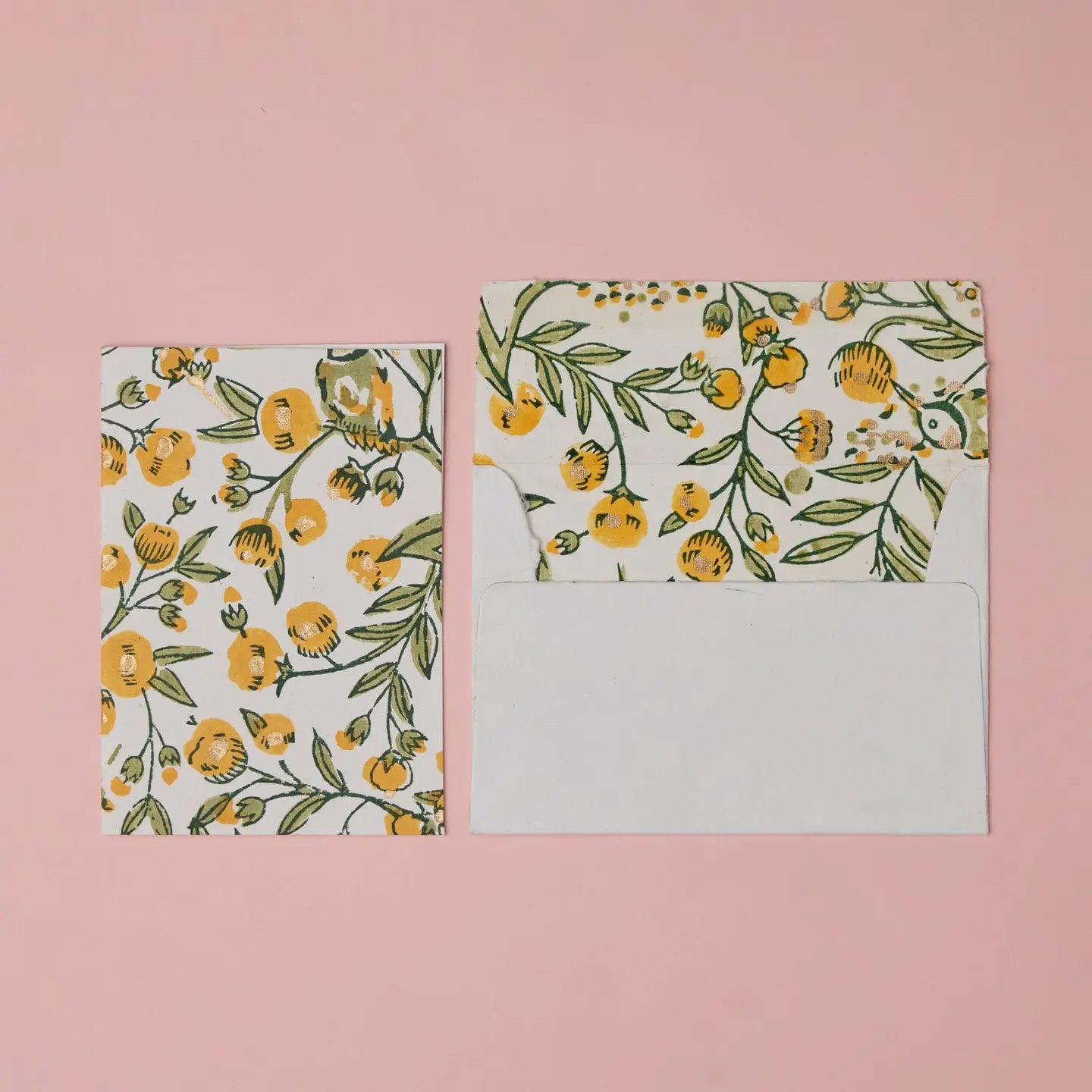 Hand Block Printed Greeting Card - Song Birds Sunshine