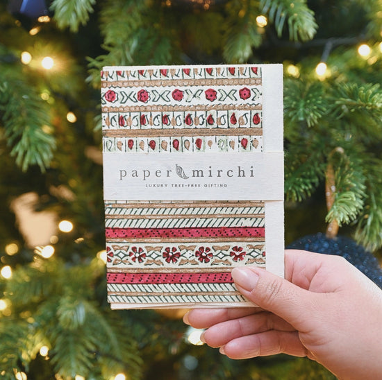 Hand Block Printed Greeting Card - Benares Festive Mix - Precious Sparkle