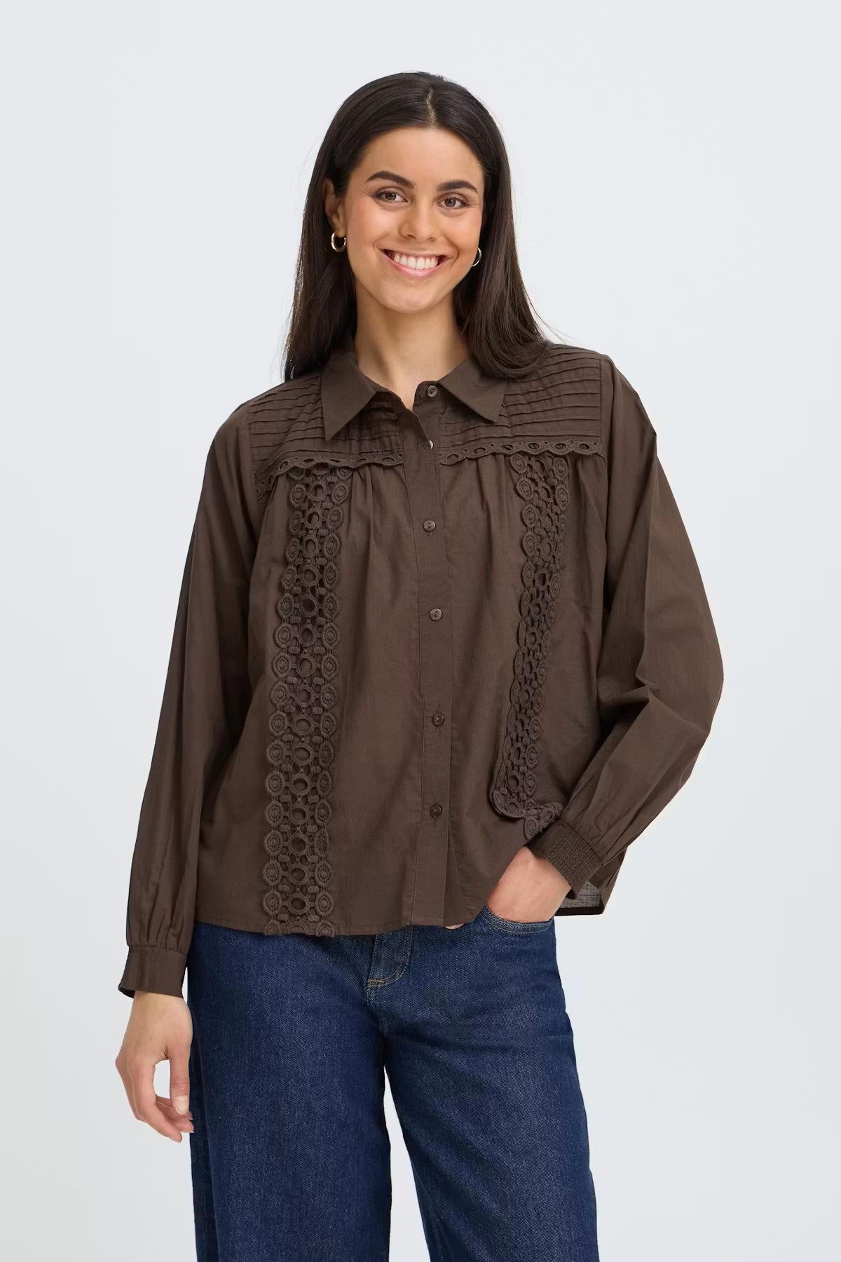 Fransa Frlacita Shirt in Hot Fudge