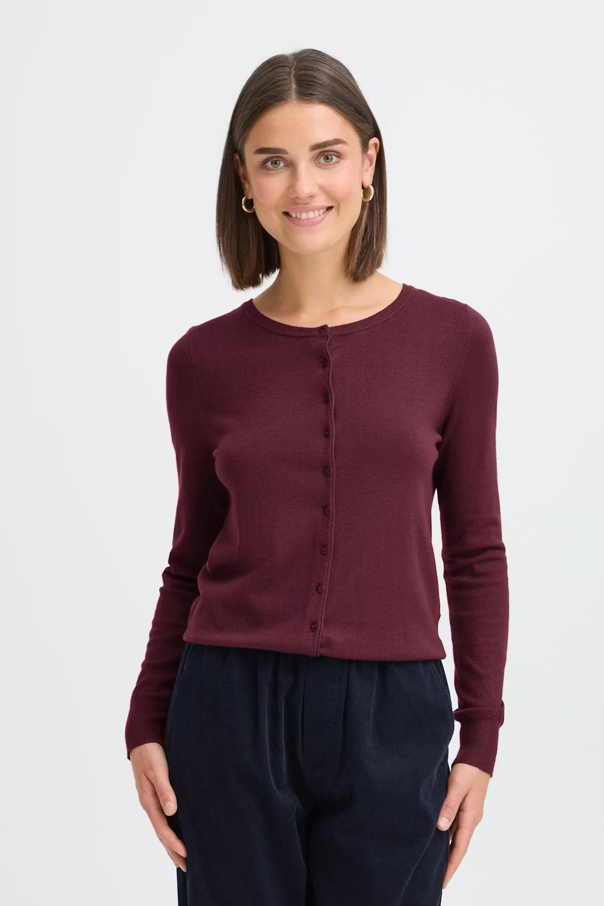 Fransa Frzubasic Cardigan Rum Raisin