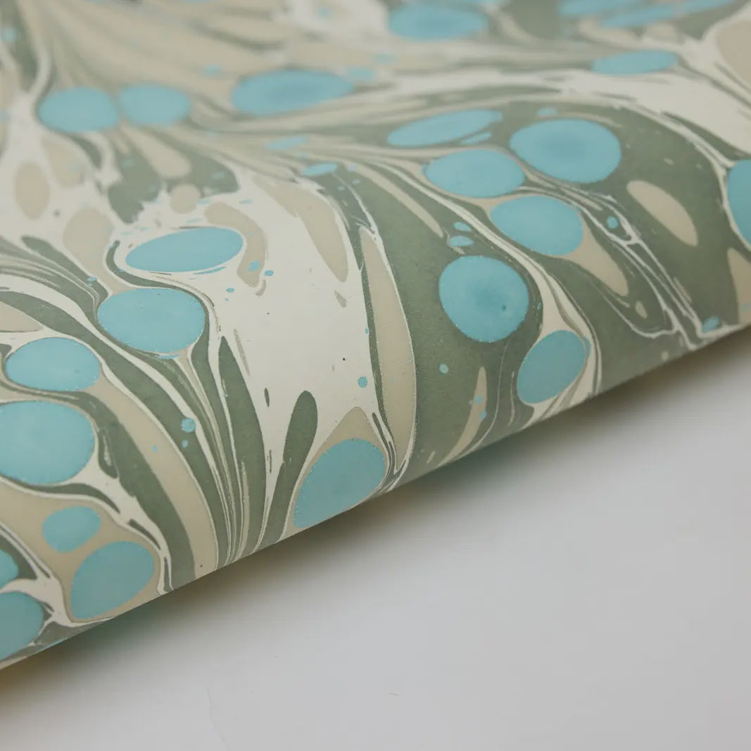 Paper Mirchi  Hand Marbled Wrapping Paper- Cosmos Ocean Slate