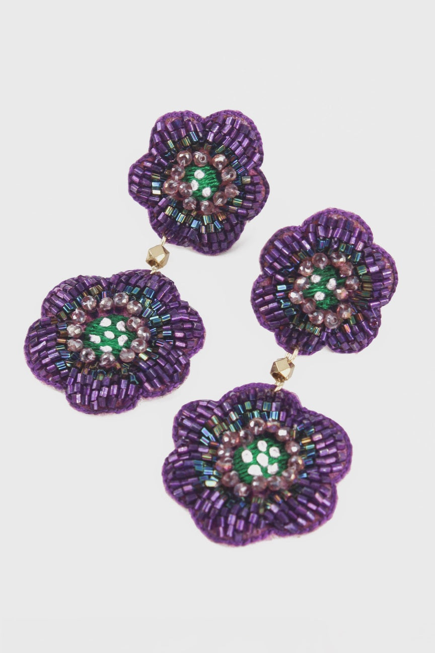 My Doris Purple Flower Drop Earrings
