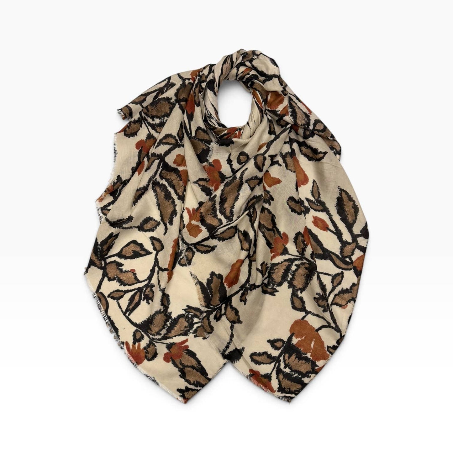 Botanical Print Scarf Cream