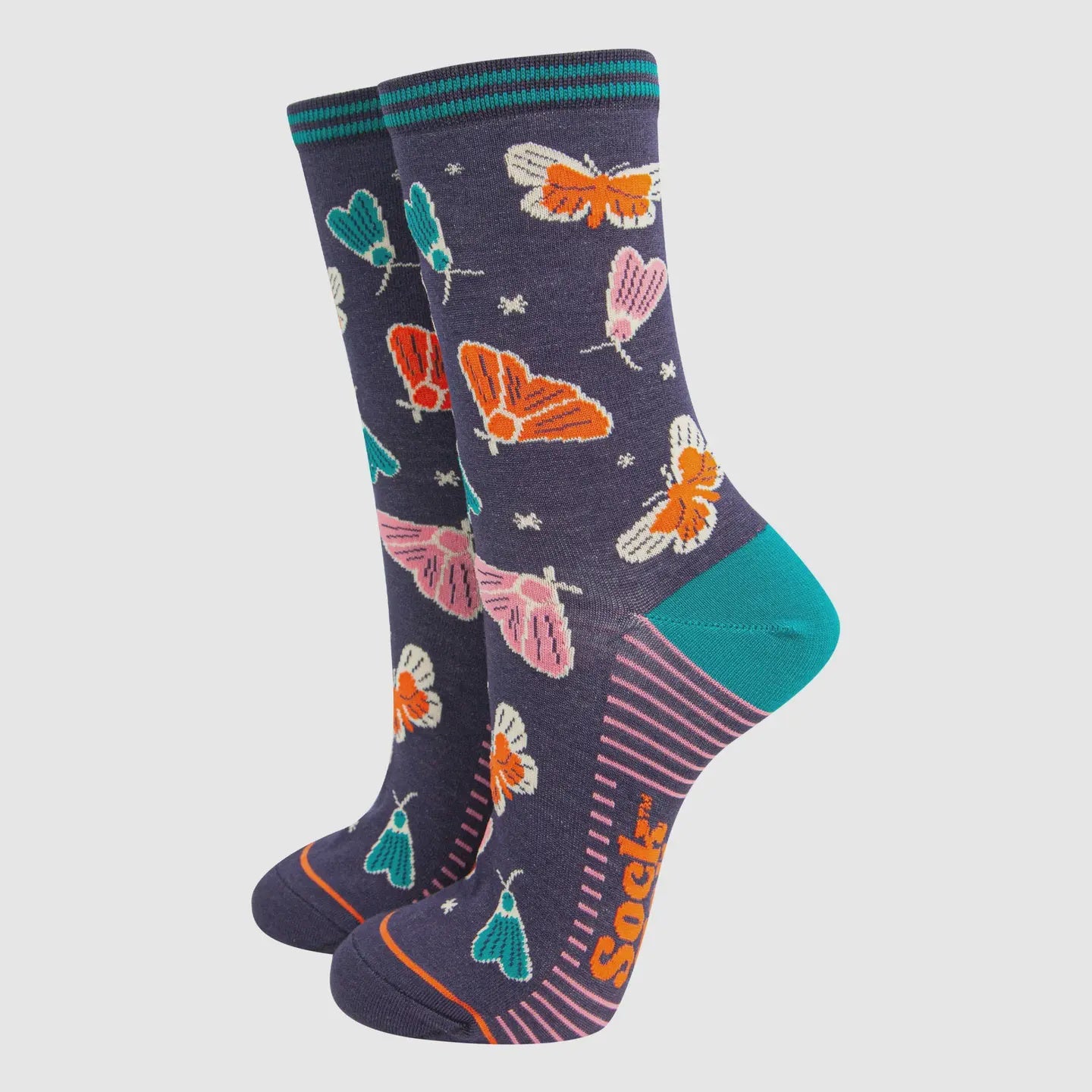 Sock Talk Women's Bamboo Socks- Moths and Stars - Precious Sparkle