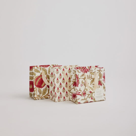 Paper Mirchi Hand Block Printed Small Gift Bag Scarlet
