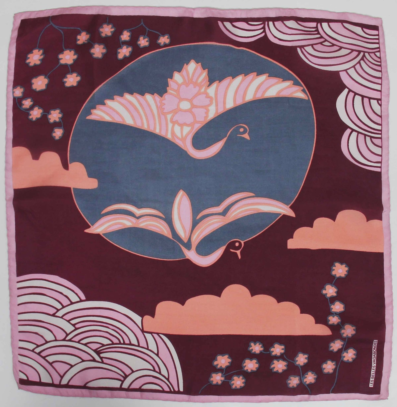 Les Belles Vagabondes Mini Agami Bordeaux Silk Scarf - Precious Sparkle