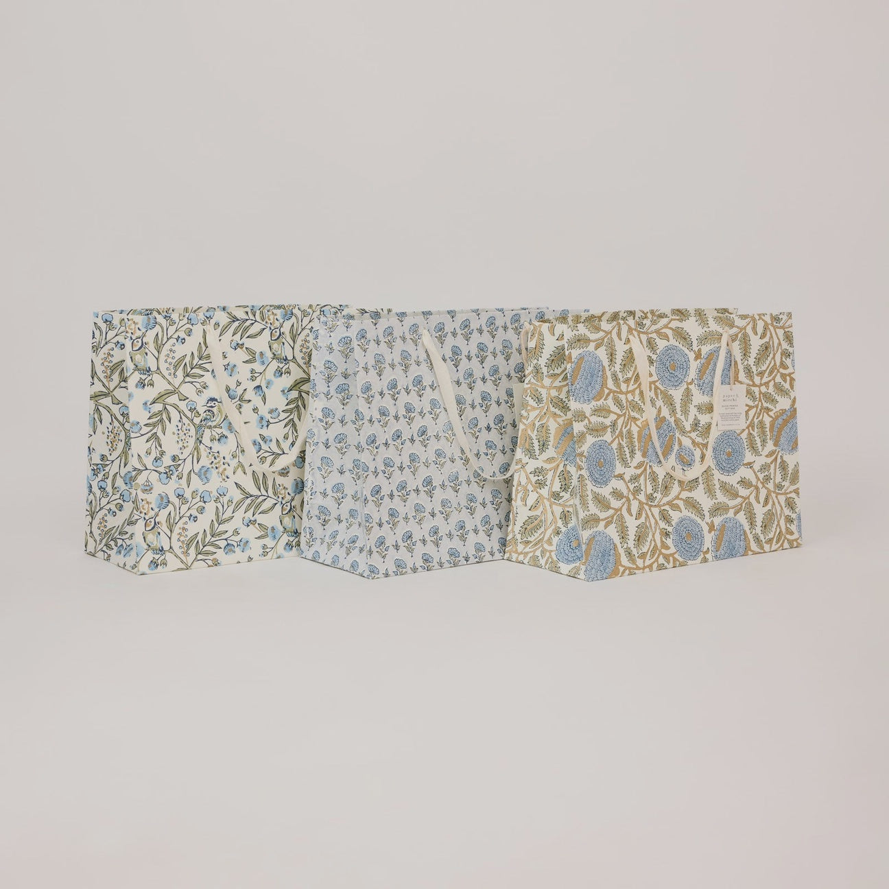 Paper Mirchi Hand Block Printed Gift Bags Large Blue Stone Refresh