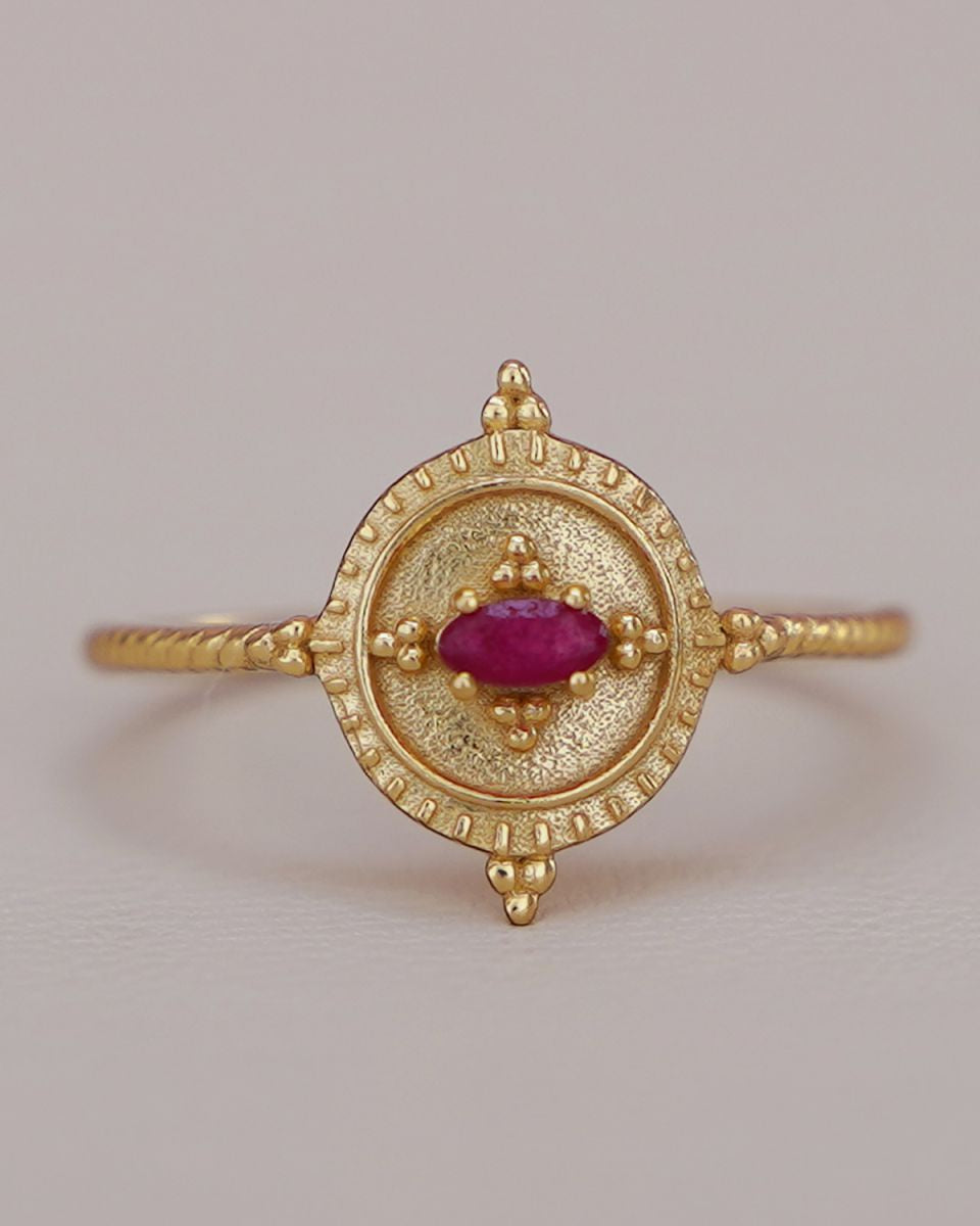 muja juma Ring Ambre Size 56 Round S Dark Ruby