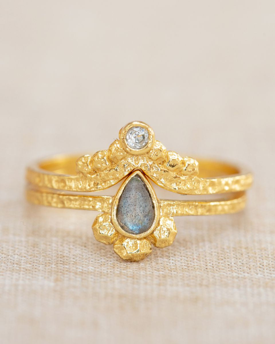 muja juma Set of two rings Daria size 56 labradorite & topaz