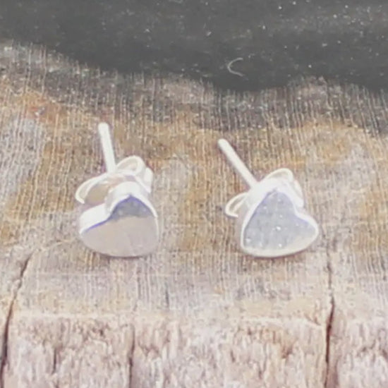 Suzie Blue Silver Heart Stud Earrings