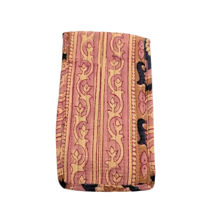 Vintage Pink Floral Block Print Quilted Glasses Case - Precious Sparkle