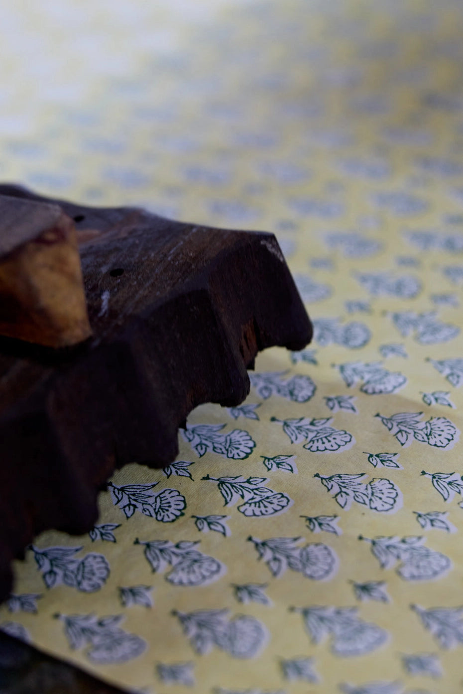 Paper Mirchi Block Printed Wrapping Paper Ditsy Floral Sunshine - Precious Sparkle