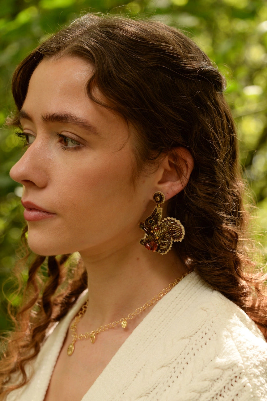 My Doris Squirrel Beaded Drop Earrings