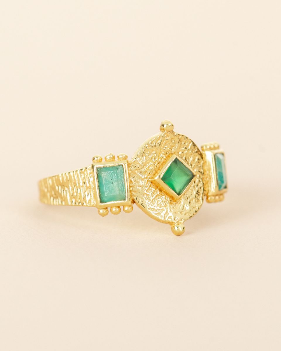 muja juma Rihla Green Agate Ring - Precious Sparkle
