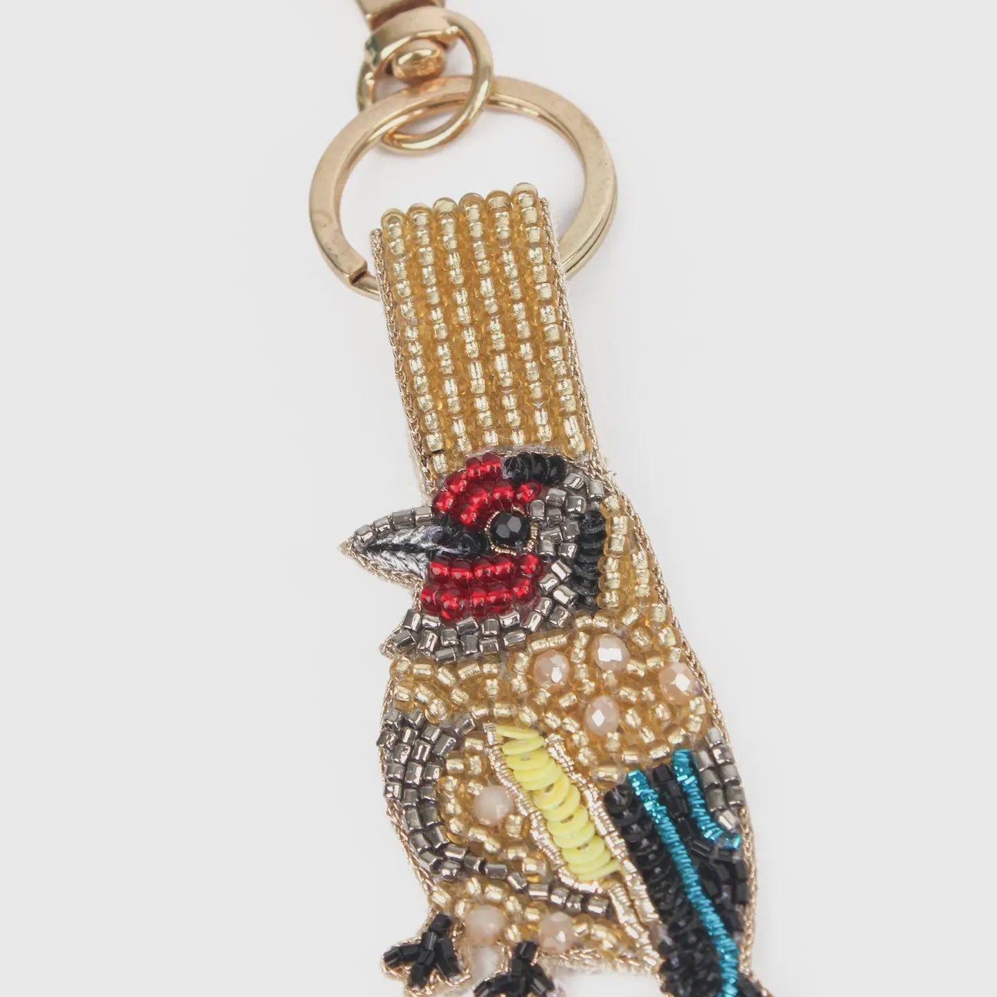 My Doris Beaded Gold Finch Small Bird Keyring/Bag Charm