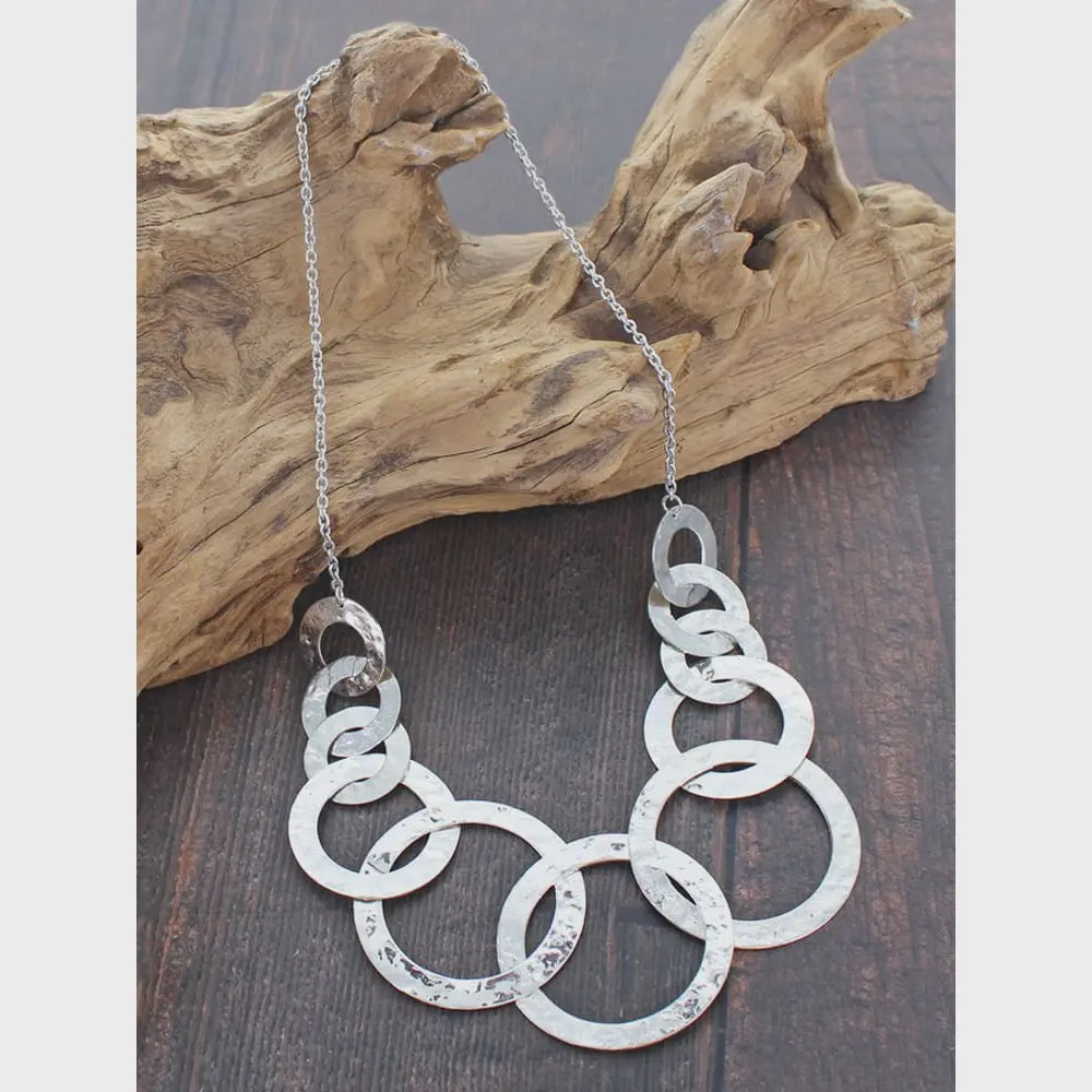 Suzie Blue Beaten Ring Necklace - Precious Sparkle