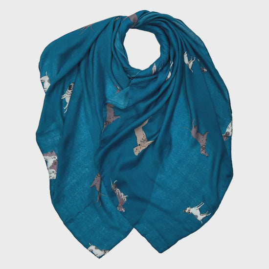 Dog Print Scarf Teal