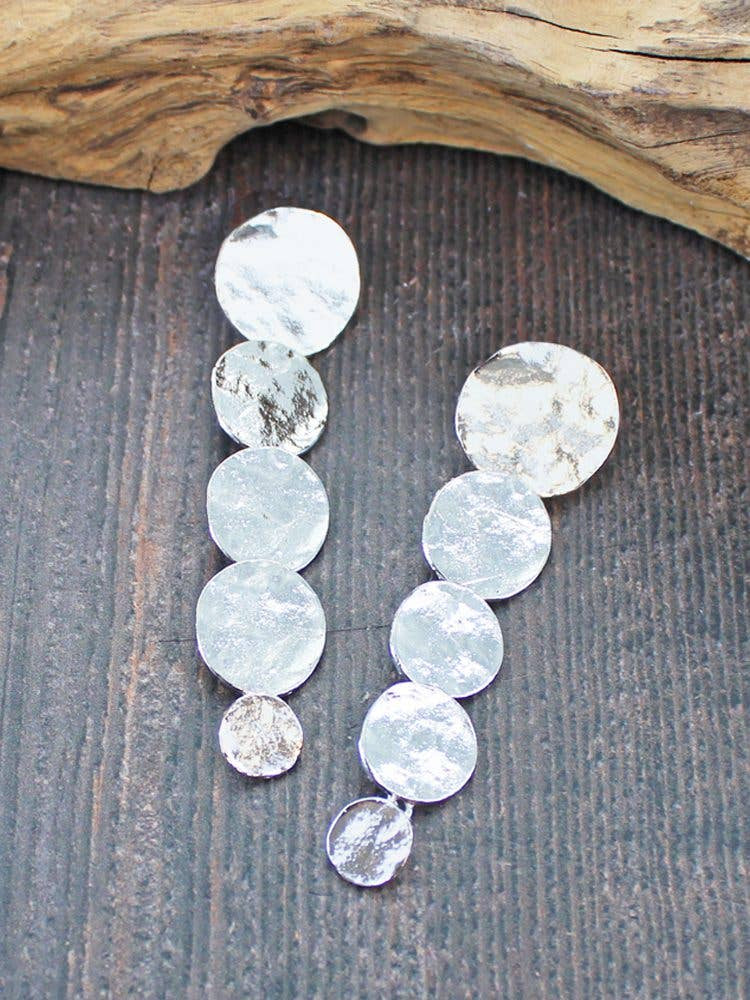 Suzie Blue Textured Drop Disc Earrings