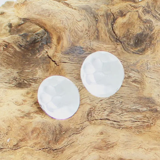 Suzie Blue Beaten Stud Disc Earrings