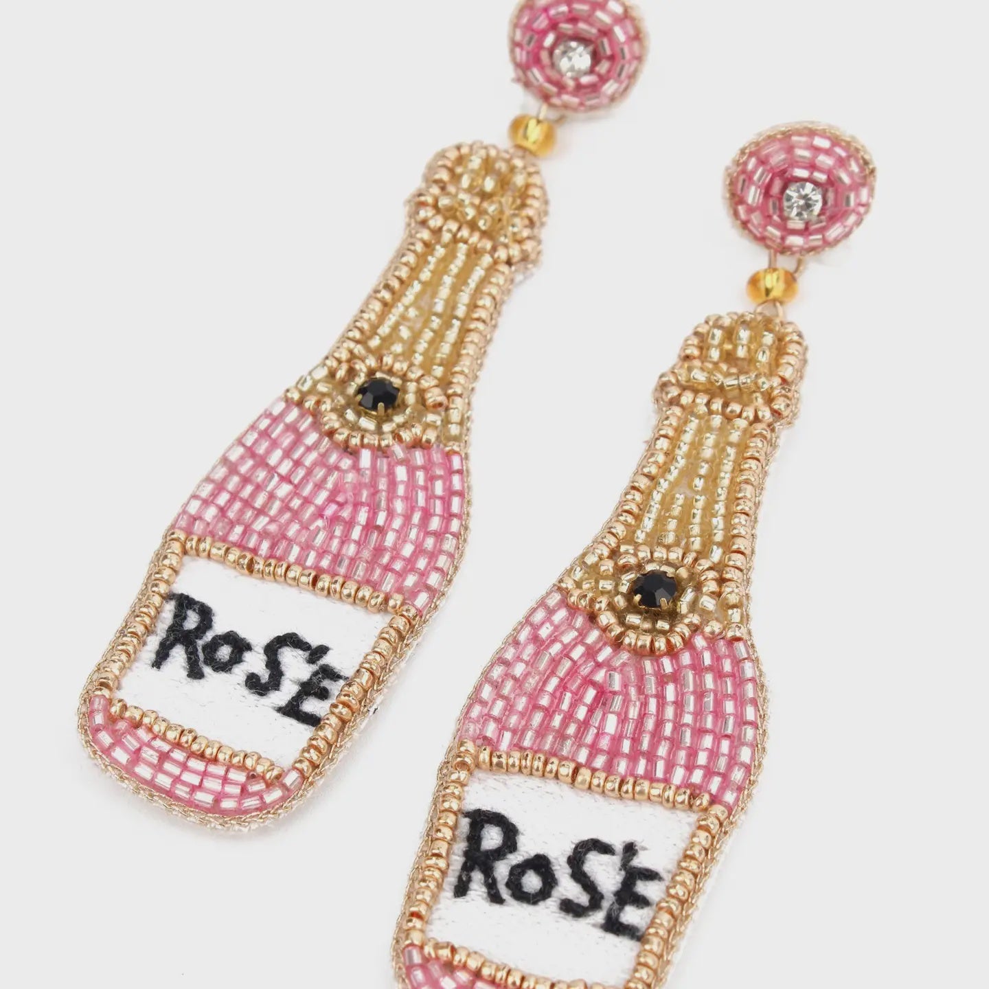 My Doris Pink Rose Beaded Earrings