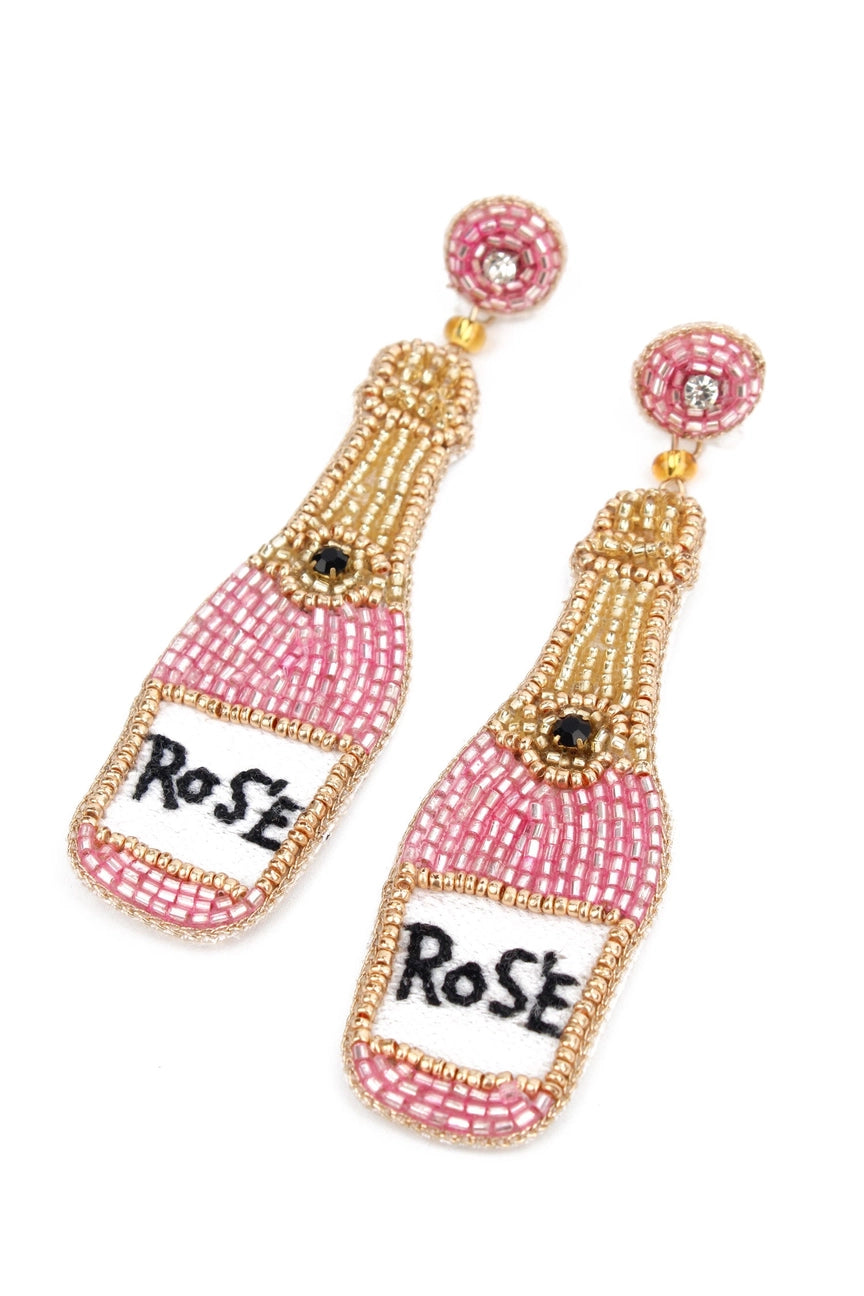 My Doris Pink Rose Beaded Earrings