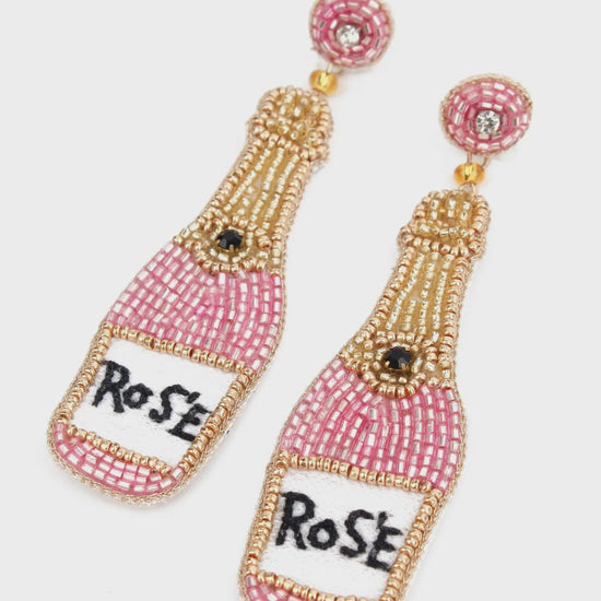 My Doris Pink Rose Beaded Earrings
